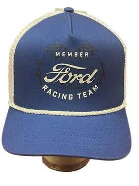 NWT H3 Headwear Ford Racing Team Member Blue & White Mesh Trucker Hat